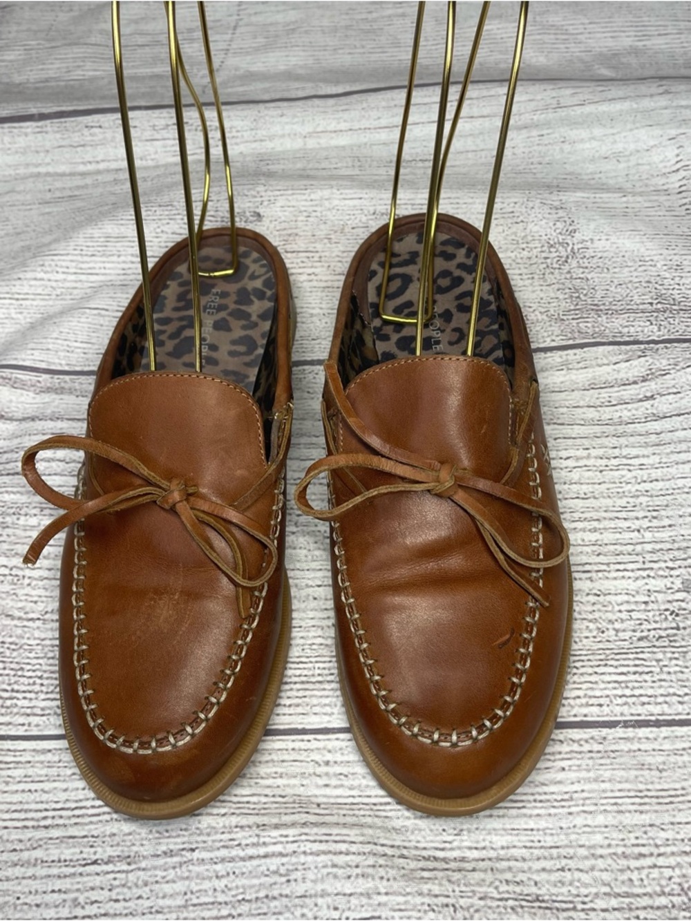 Free People Women’s 6.5 Seas the Day Brown Leather Mules